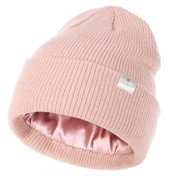 Yanibest Butter Satin Lined Knit Skull Beanie - Picture 2 of 6